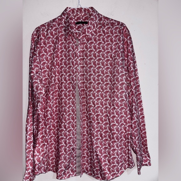 Elie Tahari Red and White Patterned Shirt - Picture 1 of 8